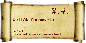 Wollák Annamária névjegykártya